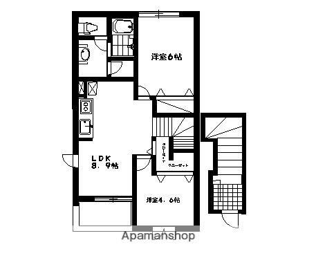 サンパティークアスカB(2LDK/2階)の間取り写真