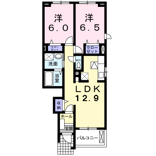 ラフィネM(2LDK/1階)の間取り写真
