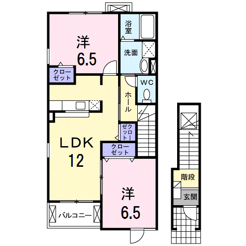 ラフレシールB(2LDK/2階)の間取り写真
