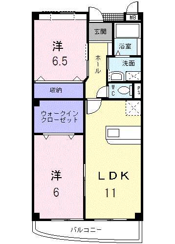 グランコート(2LDK/2階)の間取り写真