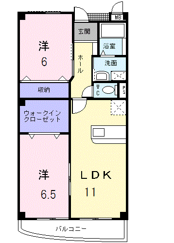 グランコート(2LDK/2階)の間取り写真