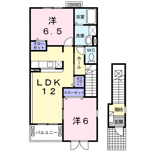 エレヴァートピアB(2LDK/2階)の間取り写真
