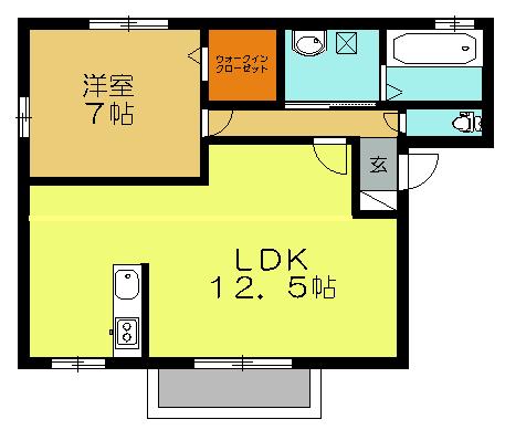 ソフィエルC(1LDK/2階)の間取り写真