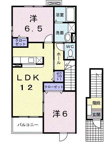 ポラリス・ガーデンサウス(2LDK/2階)の間取り写真