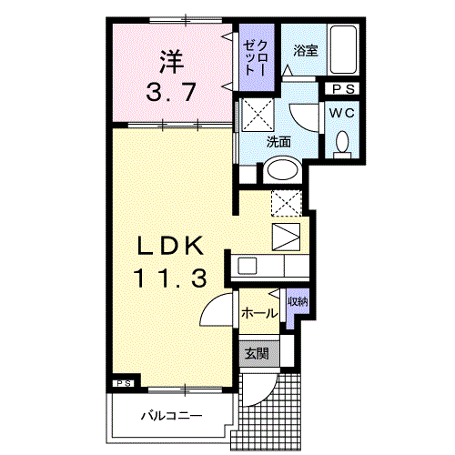 ピュア ライズ(1LDK/1階)の間取り写真