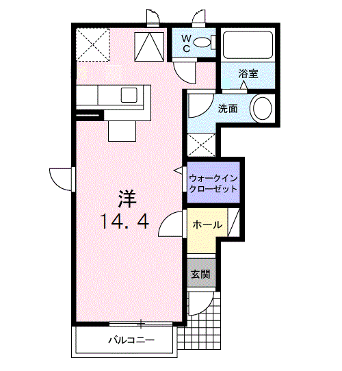 ミントハウス(ワンルーム/1階)の間取り写真