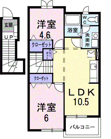 エミネンスB(2LDK/2階)の間取り写真