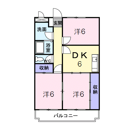 ニューマリッチ石川壱番館(3DK/2階)の間取り写真