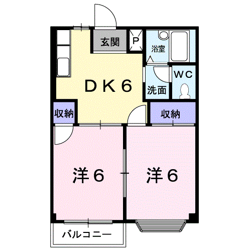 ユリカハイツⅢ(2DK/2階)の間取り写真