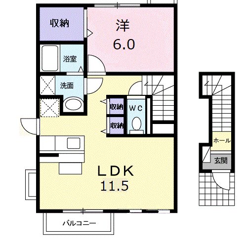 メゾンシェーネ(1LDK/2階)の間取り写真