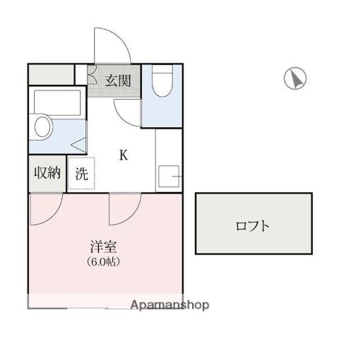 シルクパレスB(1K/1階)の間取り写真