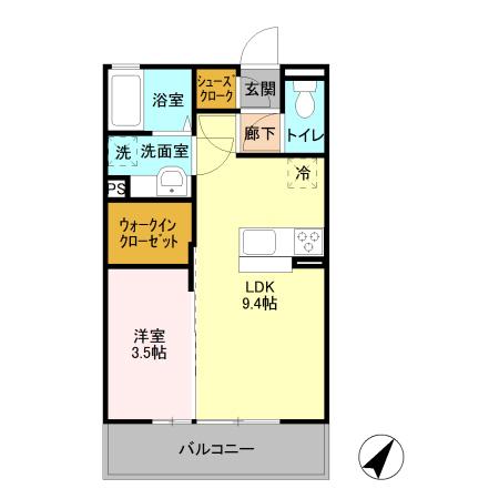 D-ROOM IBUKI(1LDK/2階)の間取り写真