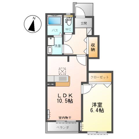 ボンヌール(1LDK/1階)の間取り写真