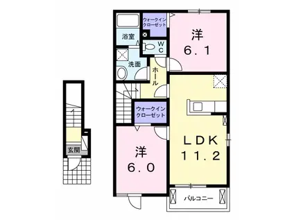 スウィート コテージⅢ A(2LDK/2階)の間取り写真