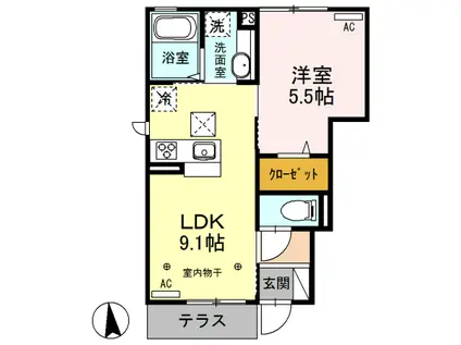 ロイヤルロード(1LDK/1階)の間取り写真