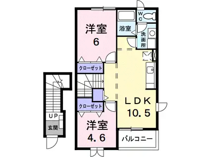 マロニエⅡ(2LDK/2階)の間取り写真
