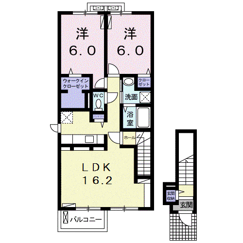 ソレイユ Ⅱ(2LDK/2階)の間取り写真