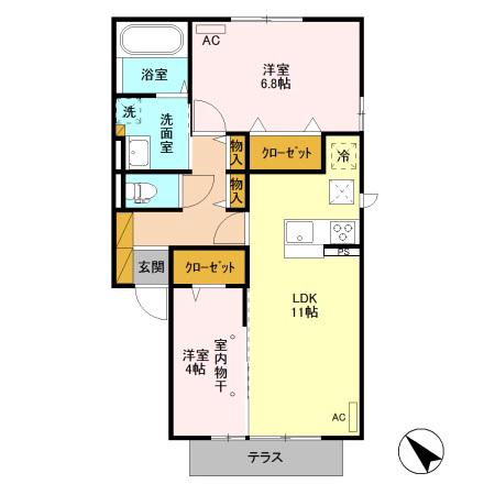 サンモール G(2LDK/1階)の間取り写真