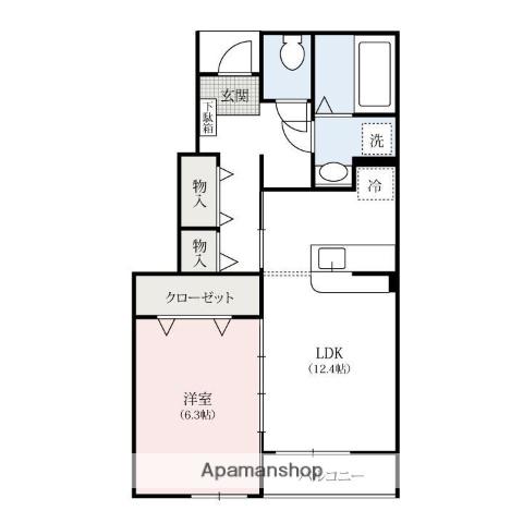 ツインシティ朝倉(1LDK/1階)の間取り写真