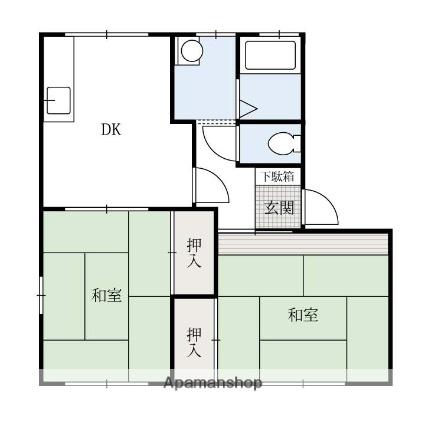 ラフォーレ常見2(2DK/1階)の間取り写真