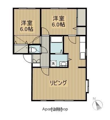 オーキッドB(2LDK/2階)の間取り写真