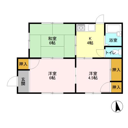 両毛線 足利駅 徒歩30分 1階建 築38年(3K)の間取り写真