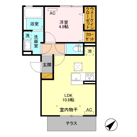 ブライト(1LDK/1階)の間取り写真