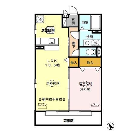 ヴィラージュ・ガーデン A/B(1LDK/1階)の間取り写真