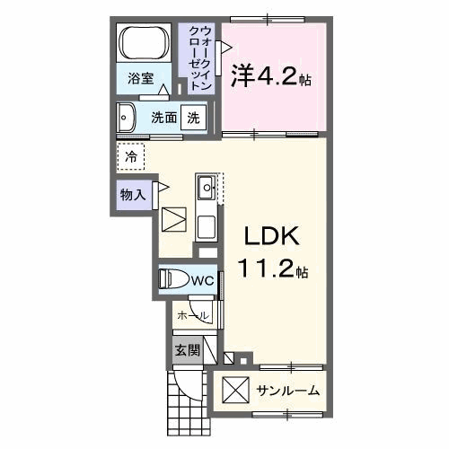カミーノ アムレト Ⅱ(1LDK/1階)の間取り写真