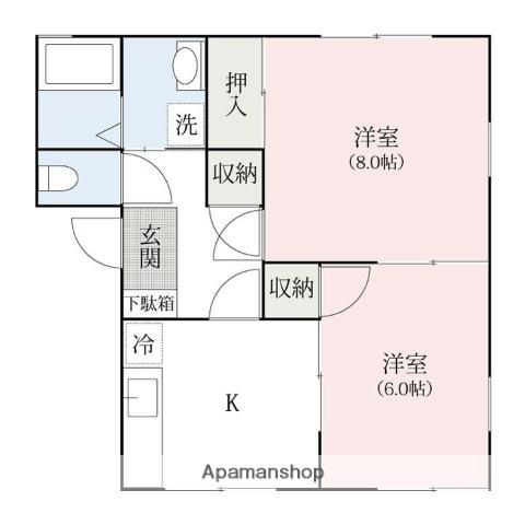 レイクサイドタウンB棟(2DK/2階)の間取り写真