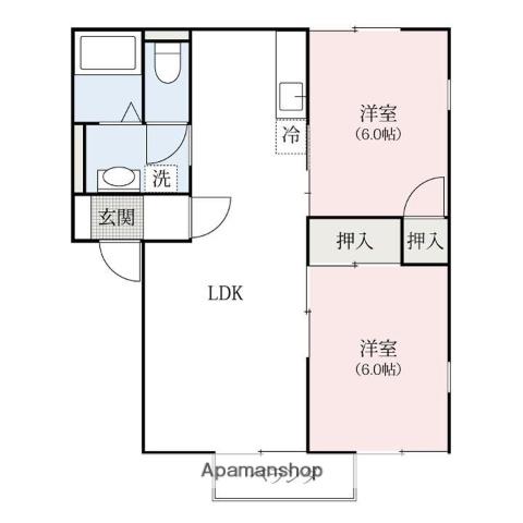 レイクサイドタウンC棟(2LDK/2階)の間取り写真