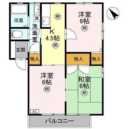 エクセレントワイケイB(3K/2階)の間取り写真