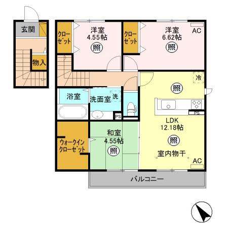 DAIWA PRINCE SUNAGA B(3LDK/2階)の間取り写真