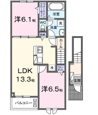 ライラック(2LDK/2階)の間取り写真