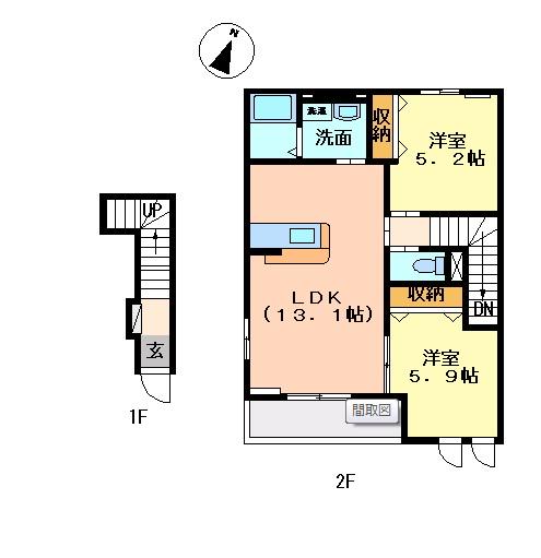 エクセルヴィラ(2LDK/2階)の間取り写真