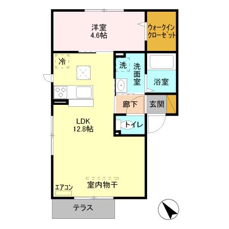 ヘリオス(1LDK/1階)の間取り写真