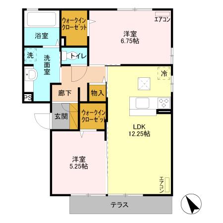 ブルート(2LDK/2階)の間取り写真