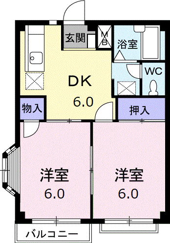 コクノエルディムⅡ(2DK/2階)の間取り写真