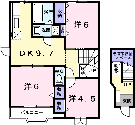 サニーハウスⅠ(3DK/2階)の間取り写真