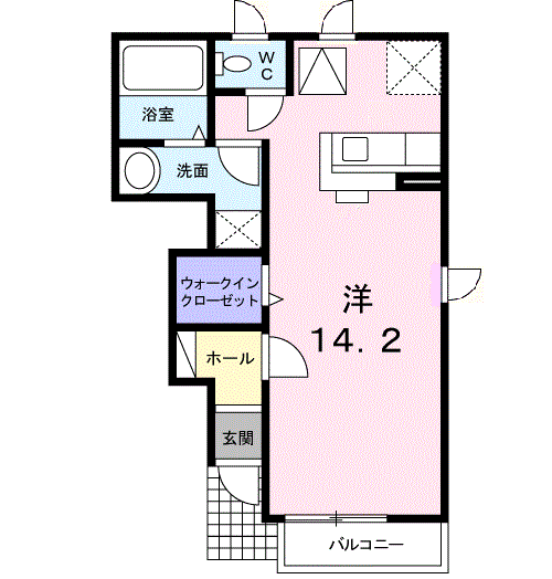 ポリッシュ・メゾンΑ(ワンルーム/1階)の間取り写真