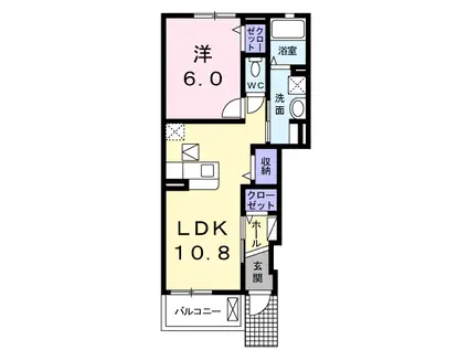 ベル ポスト(1LDK/1階)の間取り写真