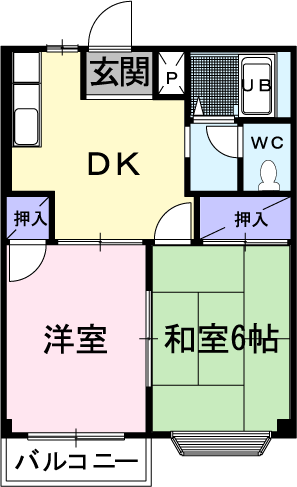 ユリカハイツⅢ(2DK/2階)の間取り写真