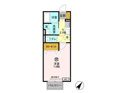 D-ROOM24 B(1K/2階)の間取り写真