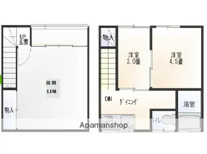 幸美アパート(3K/2階)の間取り写真