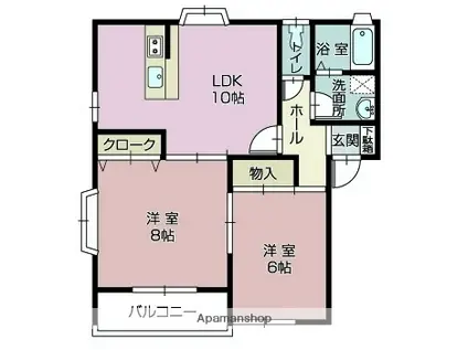 コート・ドリームA(2LDK/2階)の間取り写真