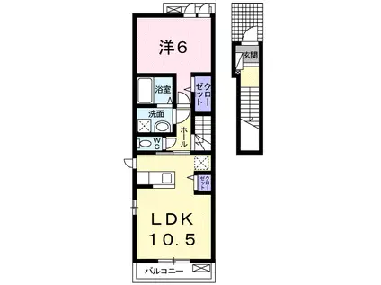 ヴァンヴェール(1LDK/2階)の間取り写真