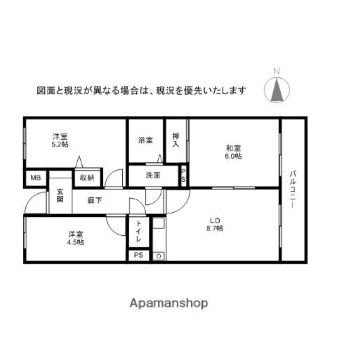 カンケン西藤マンション(3DK/5階)の間取り写真
