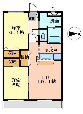 クローバービル(2LDK/3階)の間取り写真