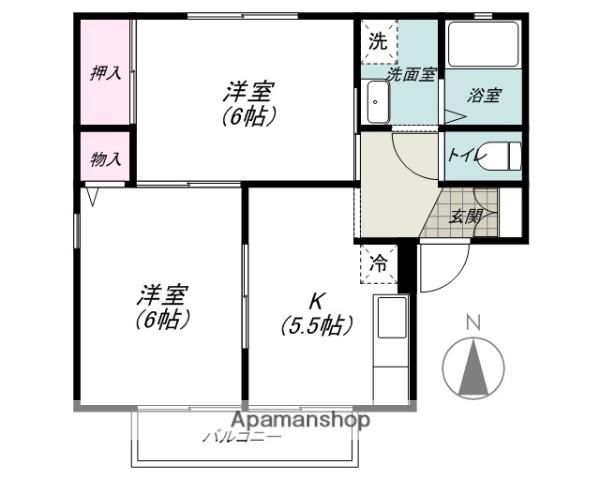 ファミール七日市A(2K/1階)の間取り写真