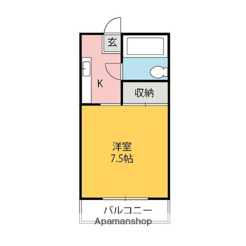アーバニーハイム上之手(1K/1階)の間取り写真